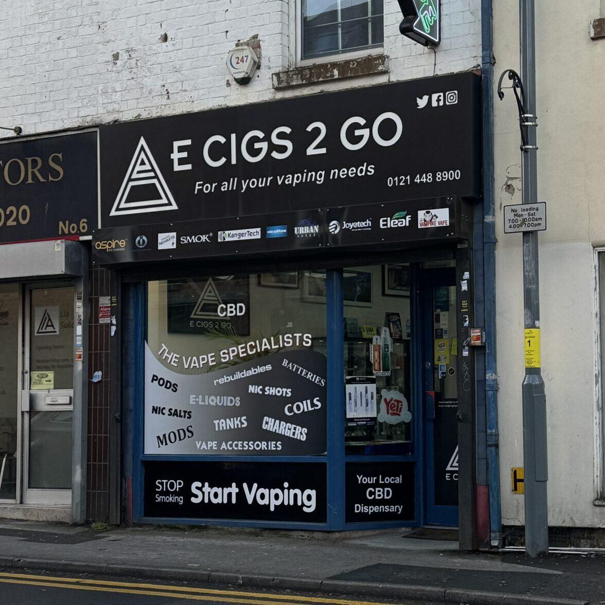 Shopfront of E Cigs 2 Go